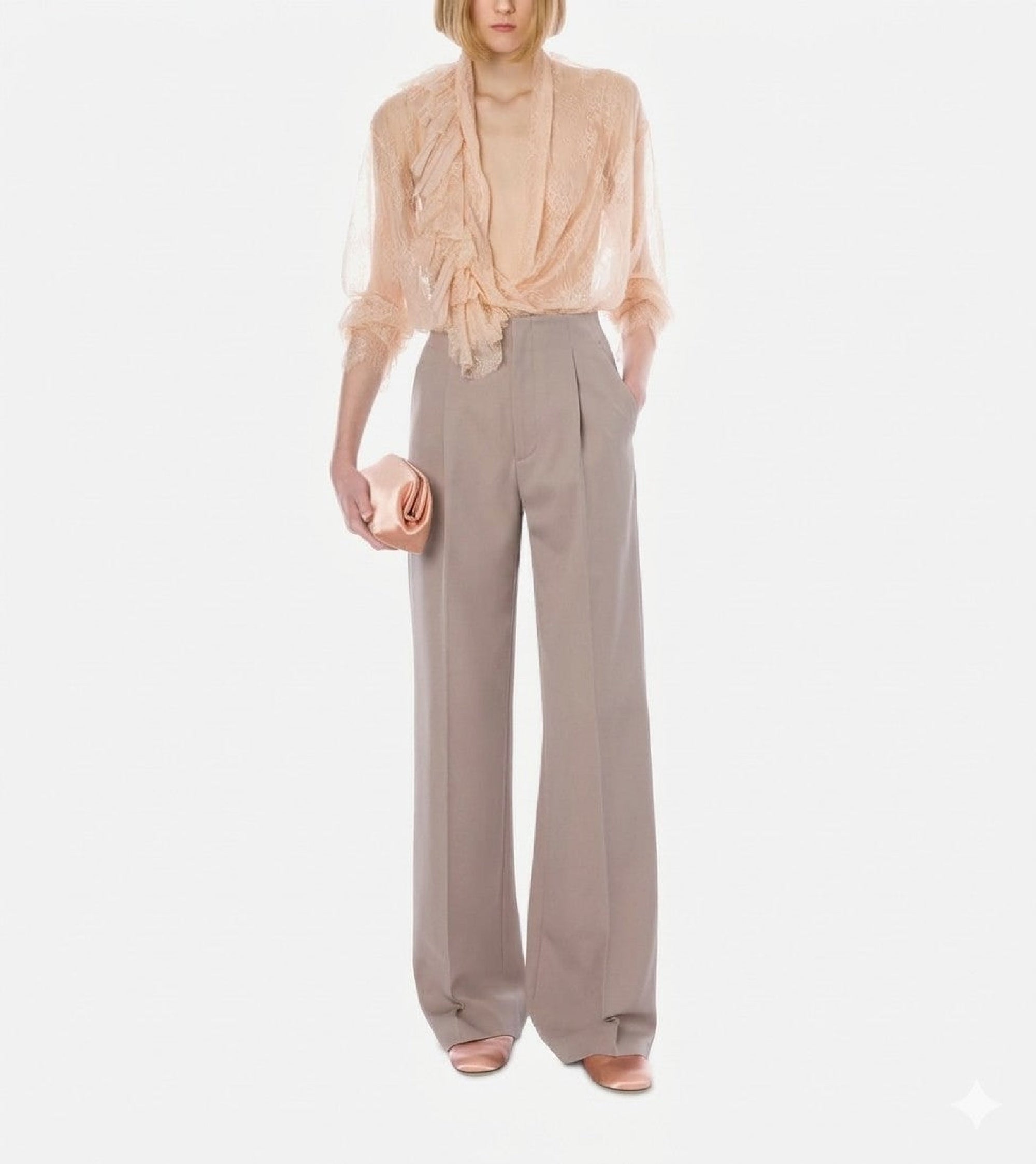 Pantalon de tailleur en laine - Pink