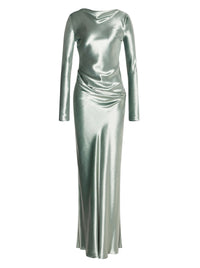 Robe longue en velours brillant - Green