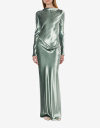 Robe longue en velours brillant - Green