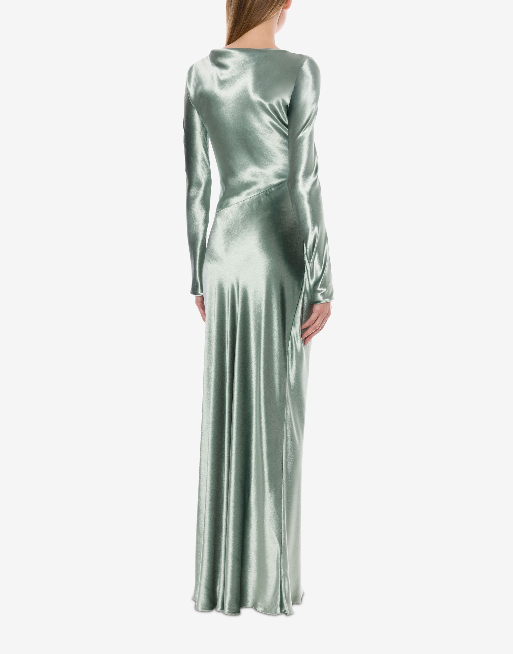 Robe longue en velours brillant - Green