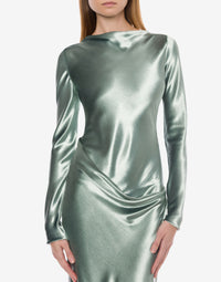Robe longue en velours brillant - Green
