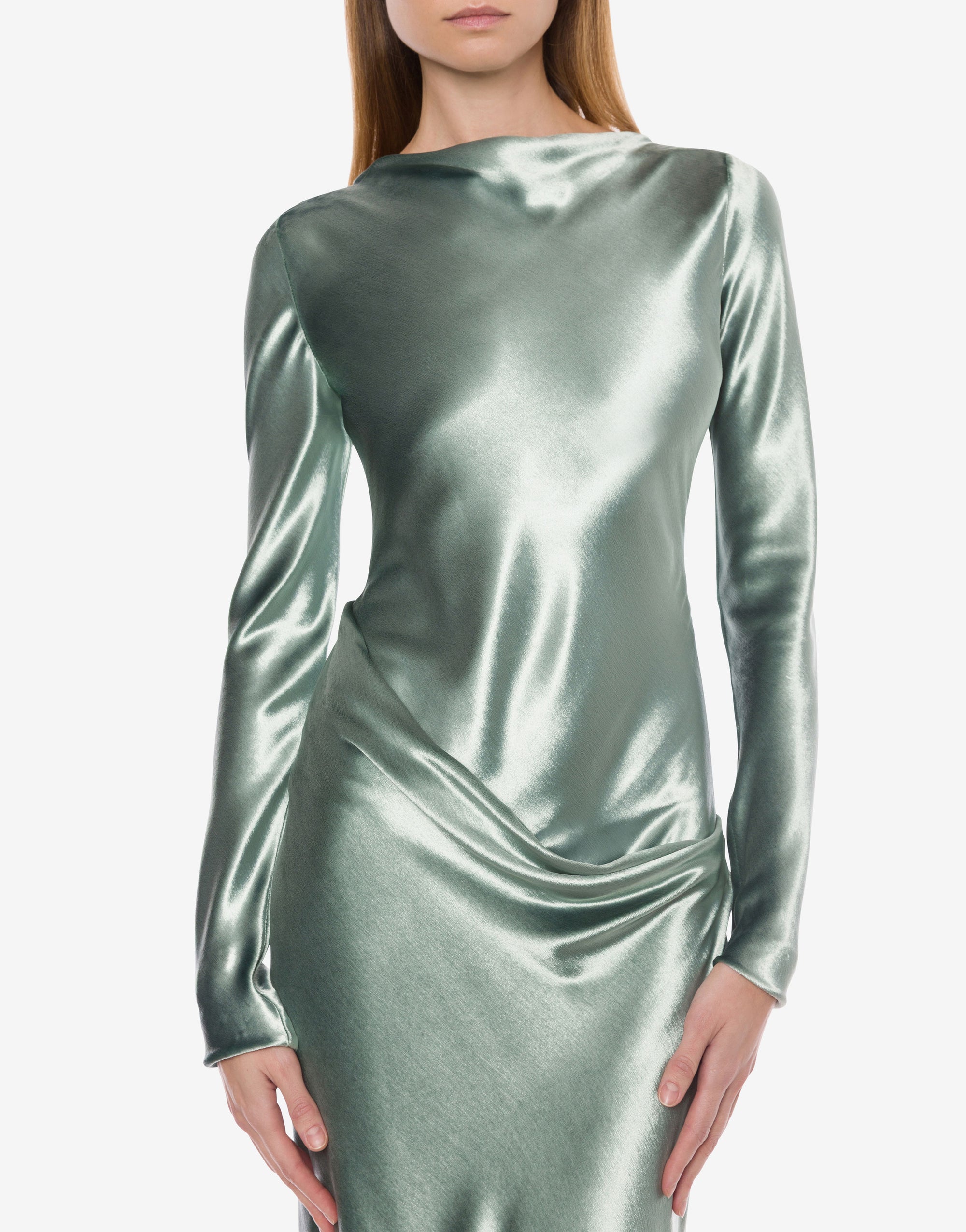 Robe longue en velours brillant - Green