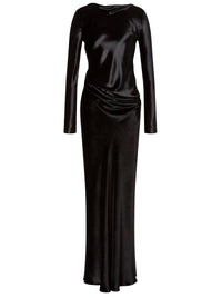 Robe longue en velours brillant - Black