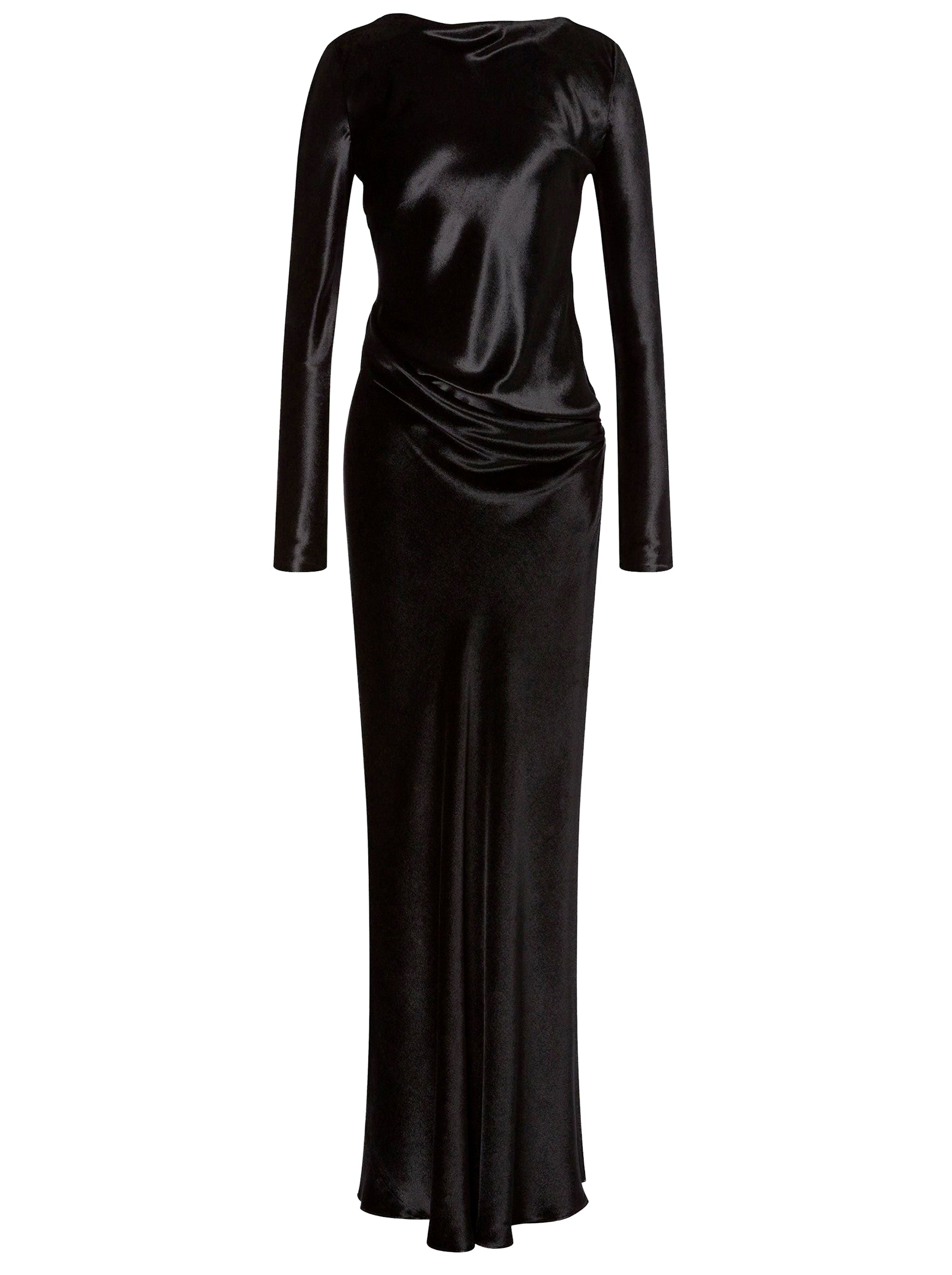 Robe longue en velours brillant - Black