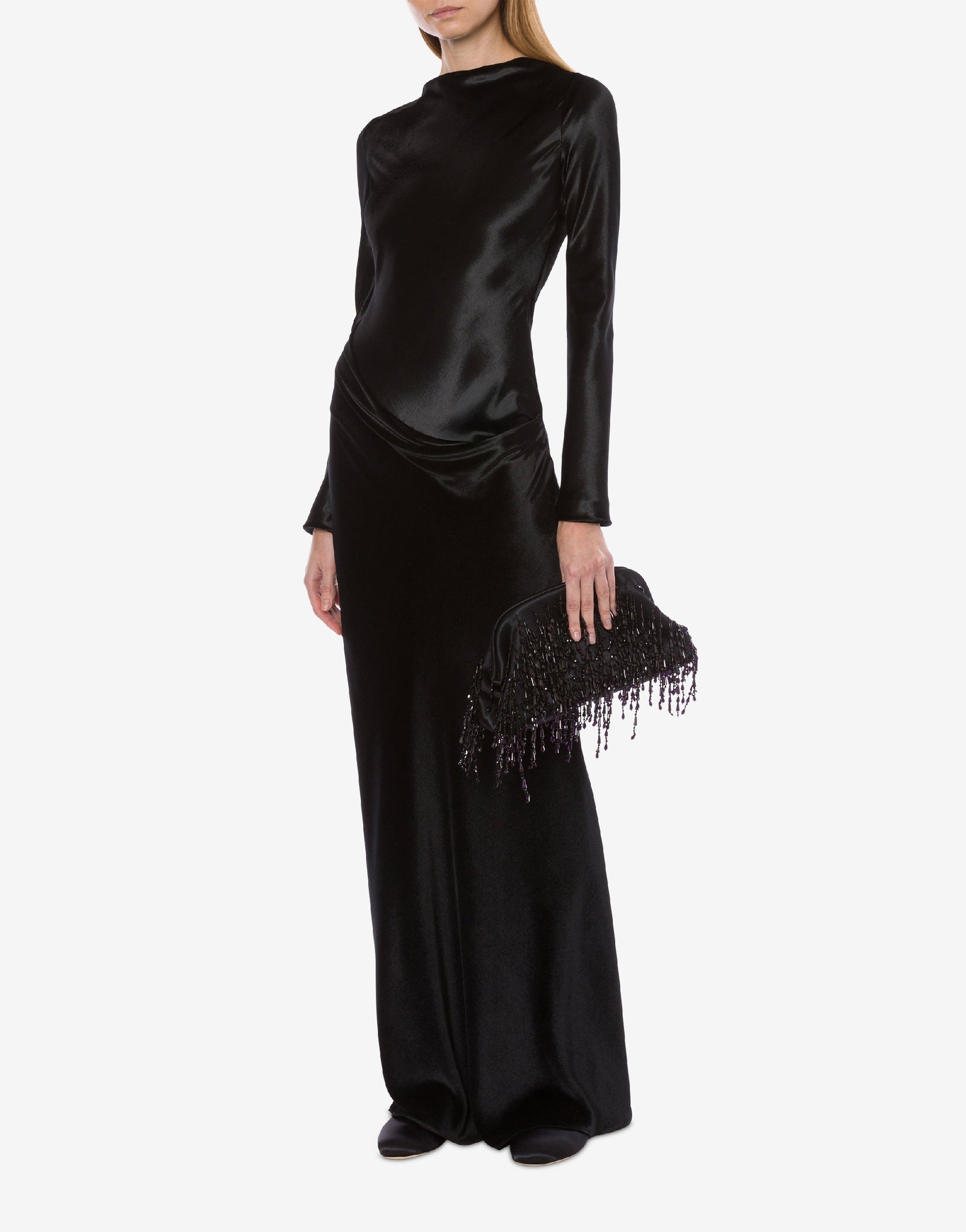 Robe longue en velours brillant - Black