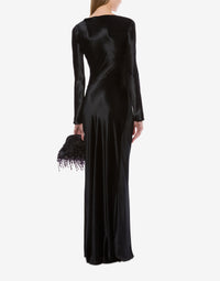 Robe longue en velours brillant - Black