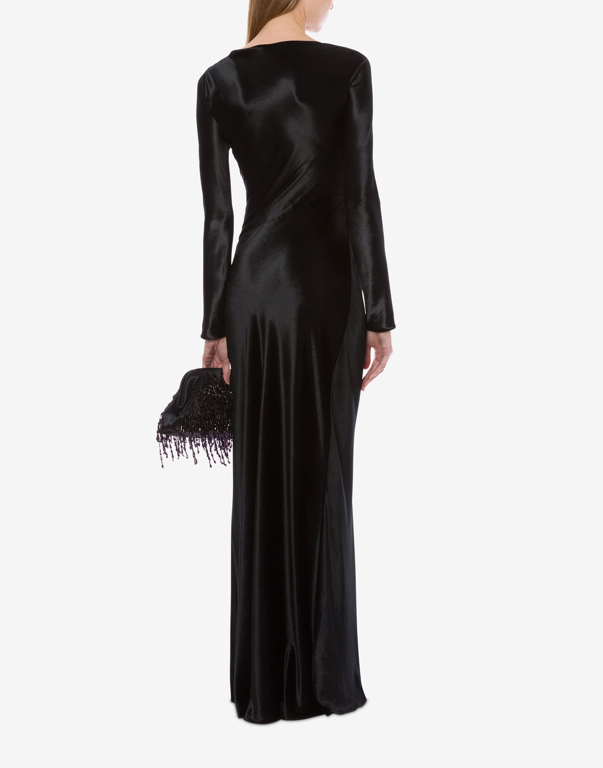 Robe longue en velours brillant - Black