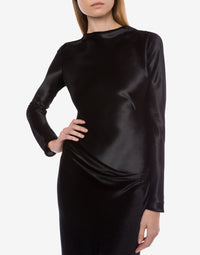 Robe longue en velours brillant - Black