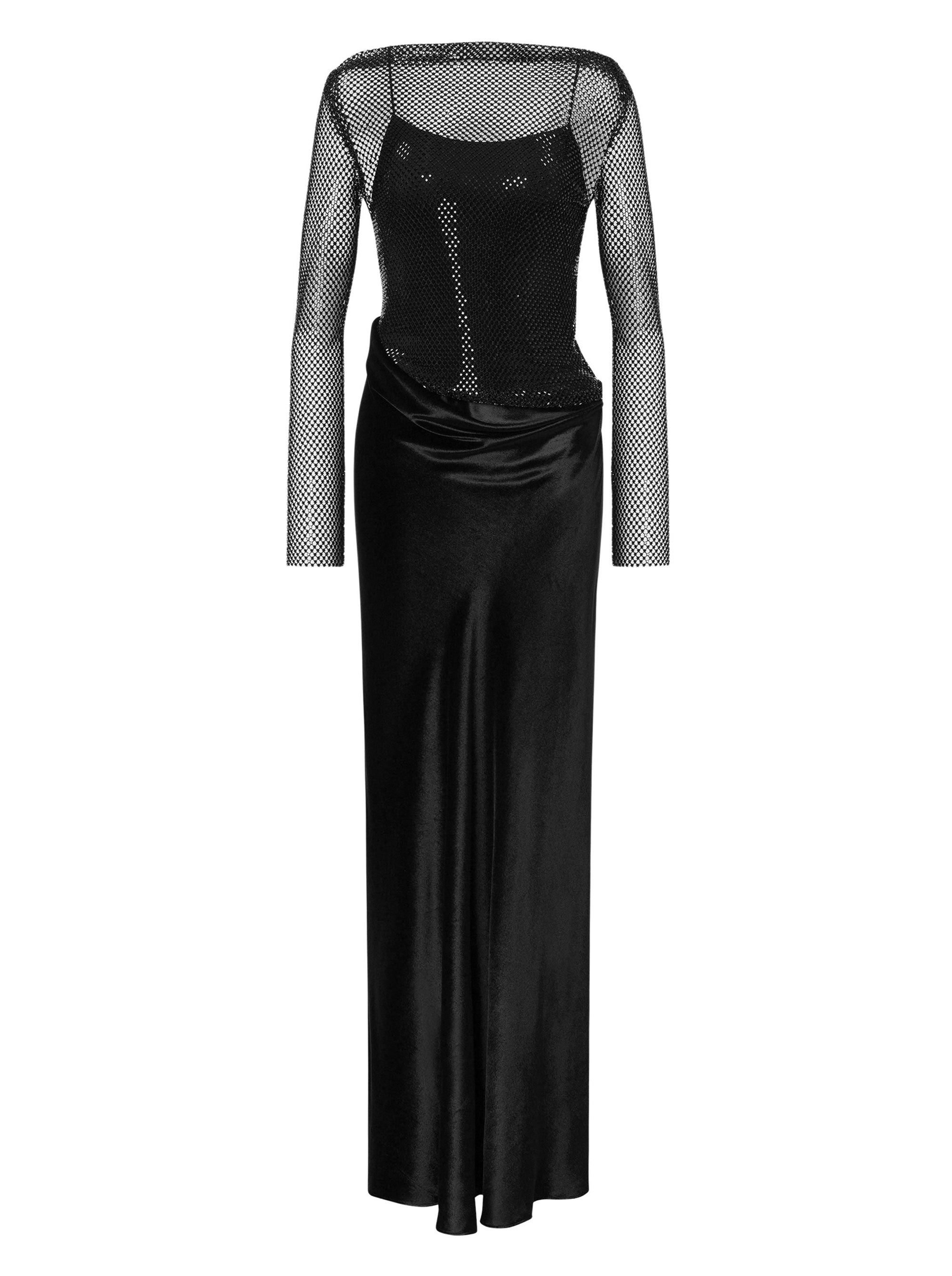 Robe longue en maille et strass - Dark Grey