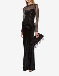 Robe longue en maille et strass - Dark Grey