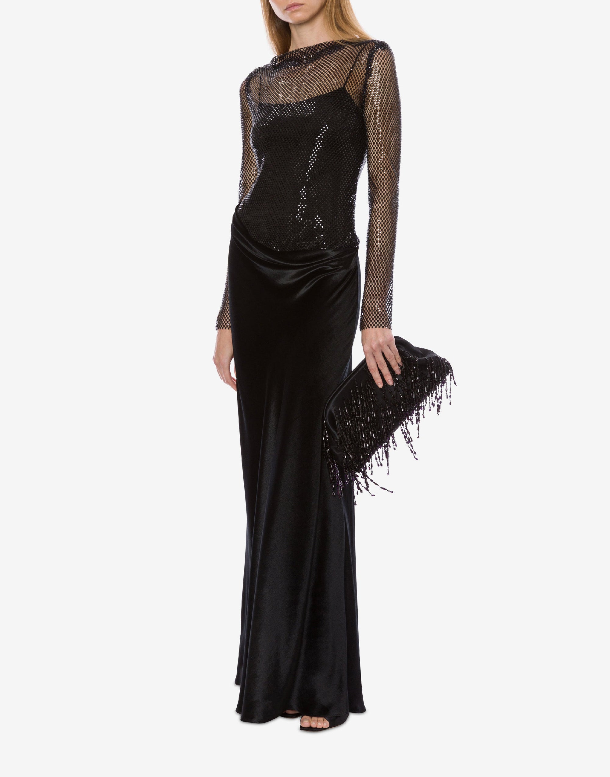 Robe longue en maille et strass - Dark Grey