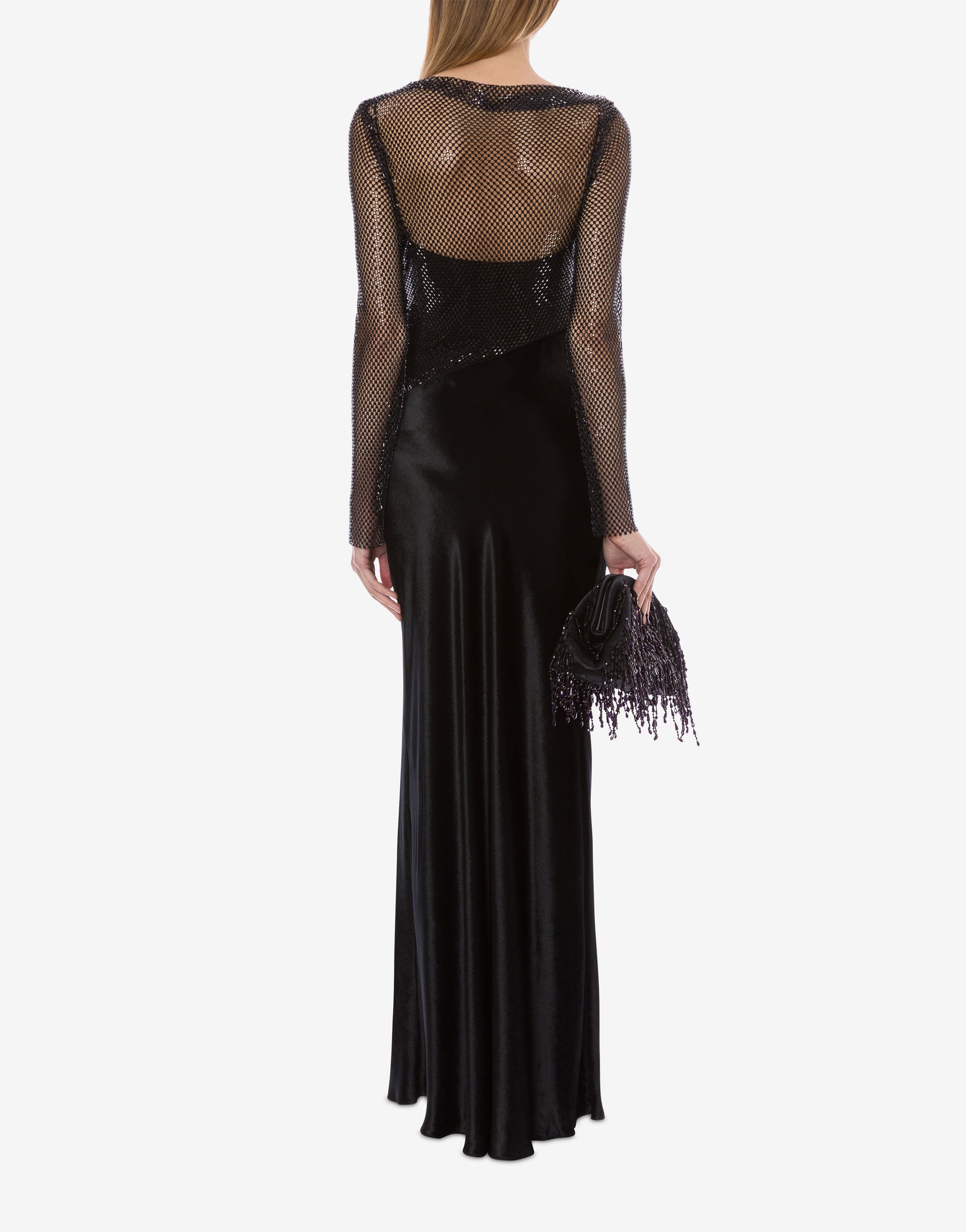 Robe longue en maille et strass - Dark Grey