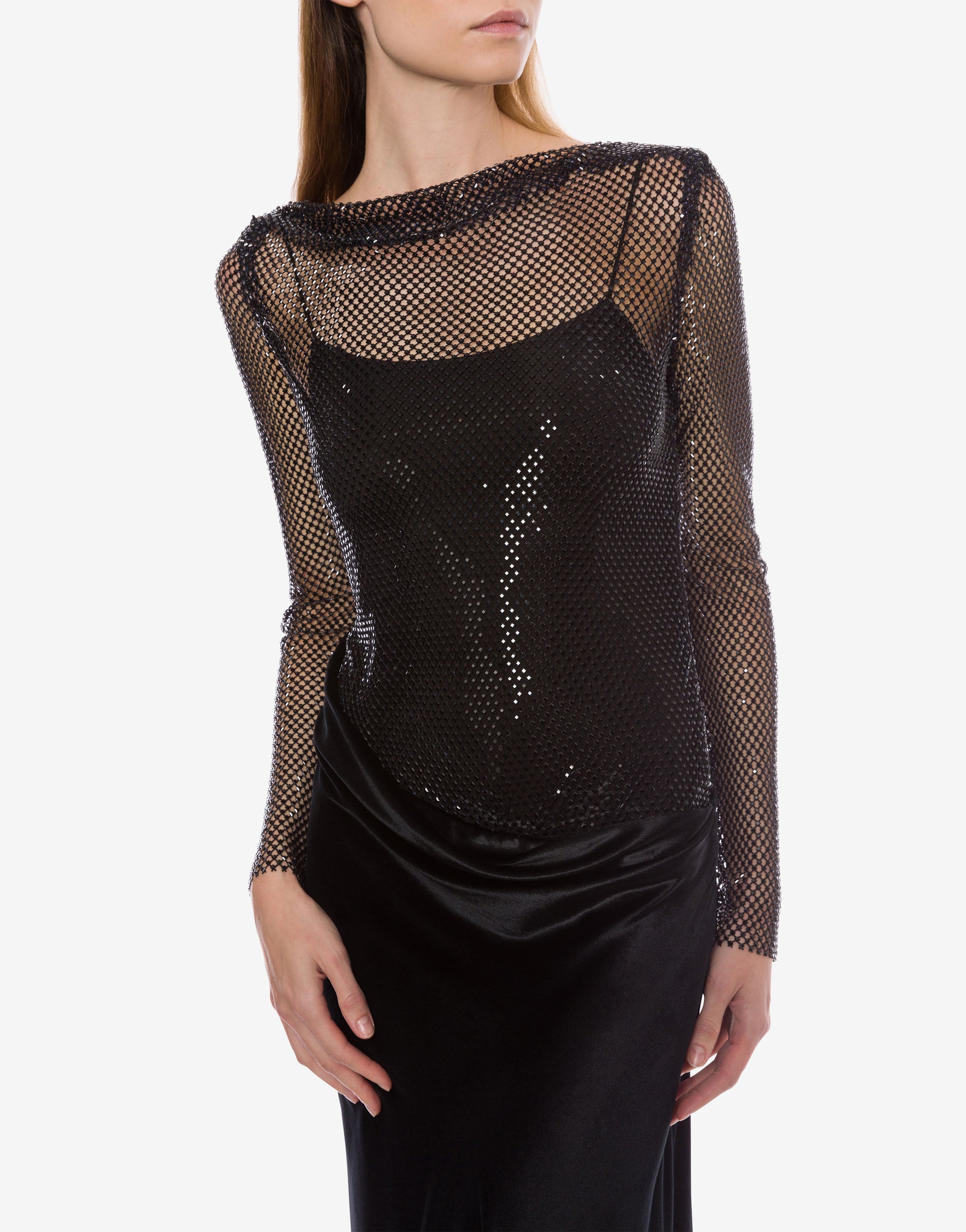 Robe longue en maille et strass - Dark Grey