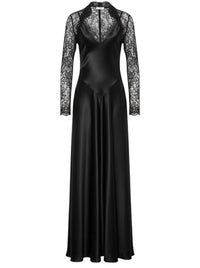 Robe longue en satin avec des empiècements en dentelle - Black