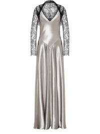 Robe longue en satin avec des empiècements en dentelle - Fantasy Ice Grey