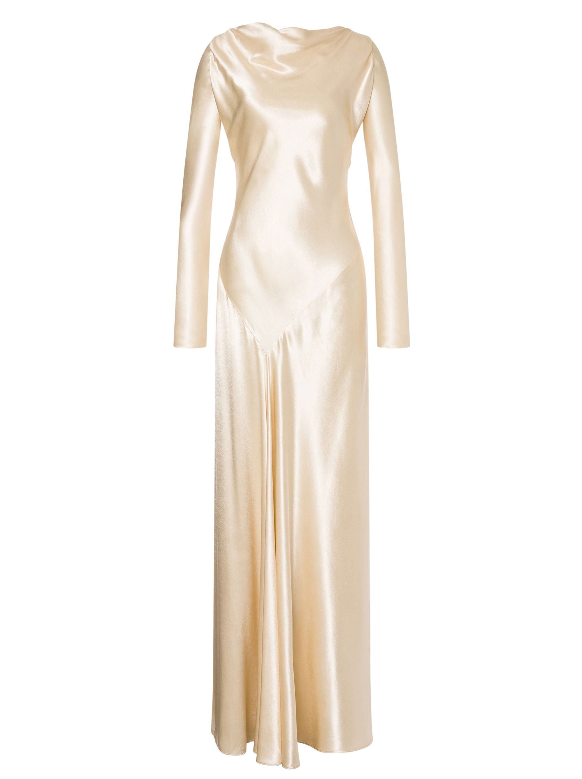 Robe longue en satin brillant - Ivory