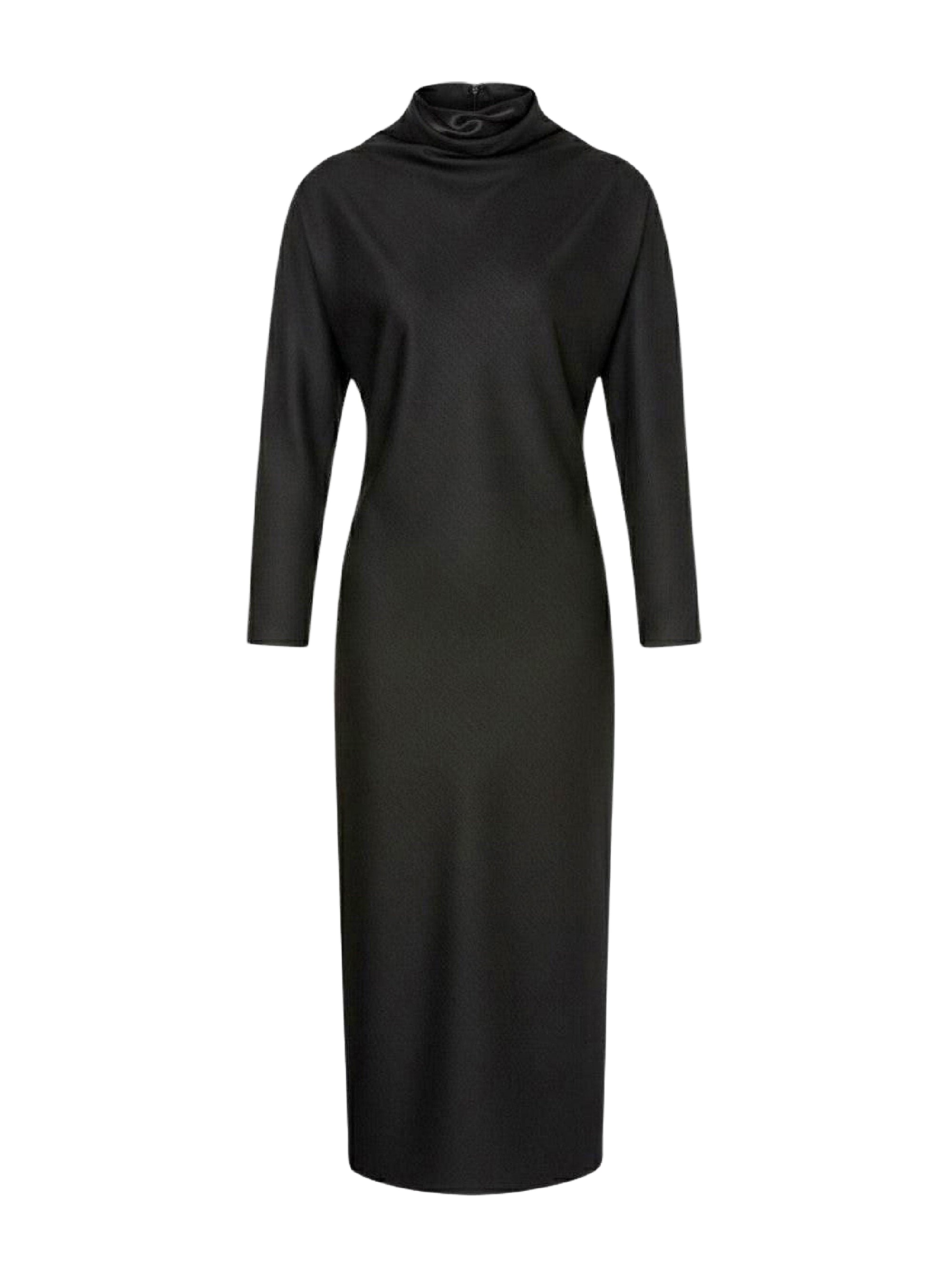Tropical wool midi dress - Black