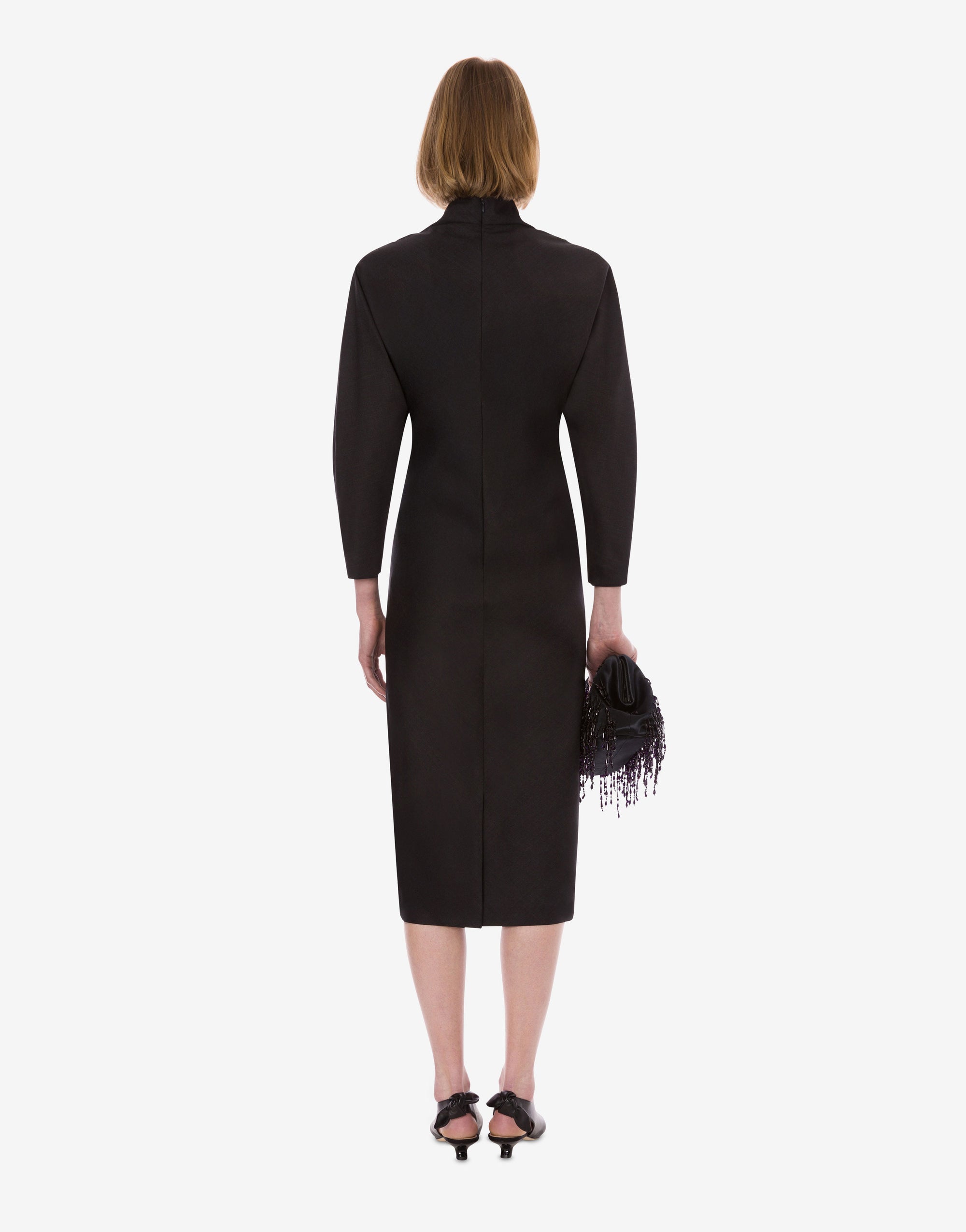 Tropical wool midi dress - Black