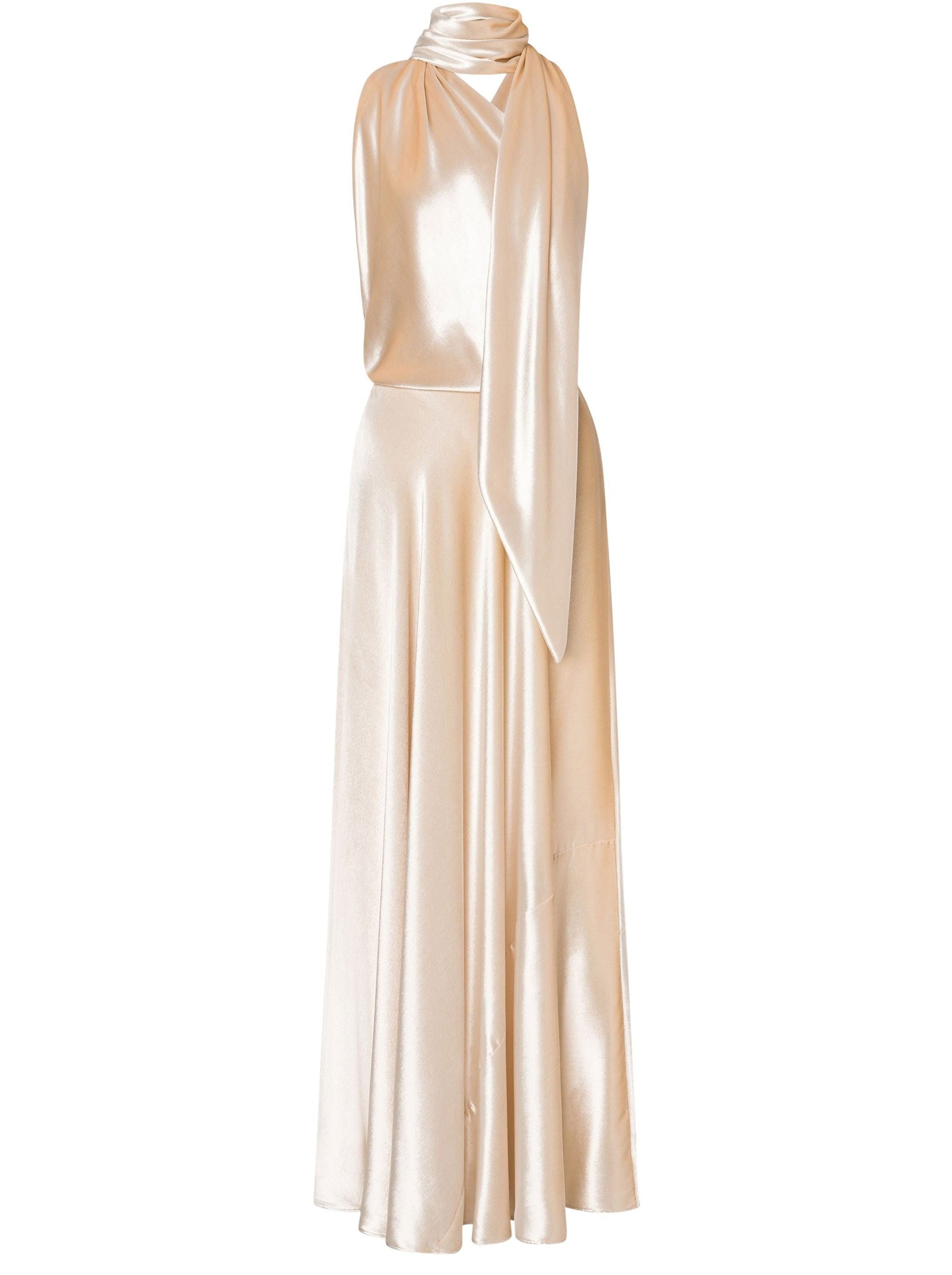 Robe à une épaule en velours brillant - Ivory