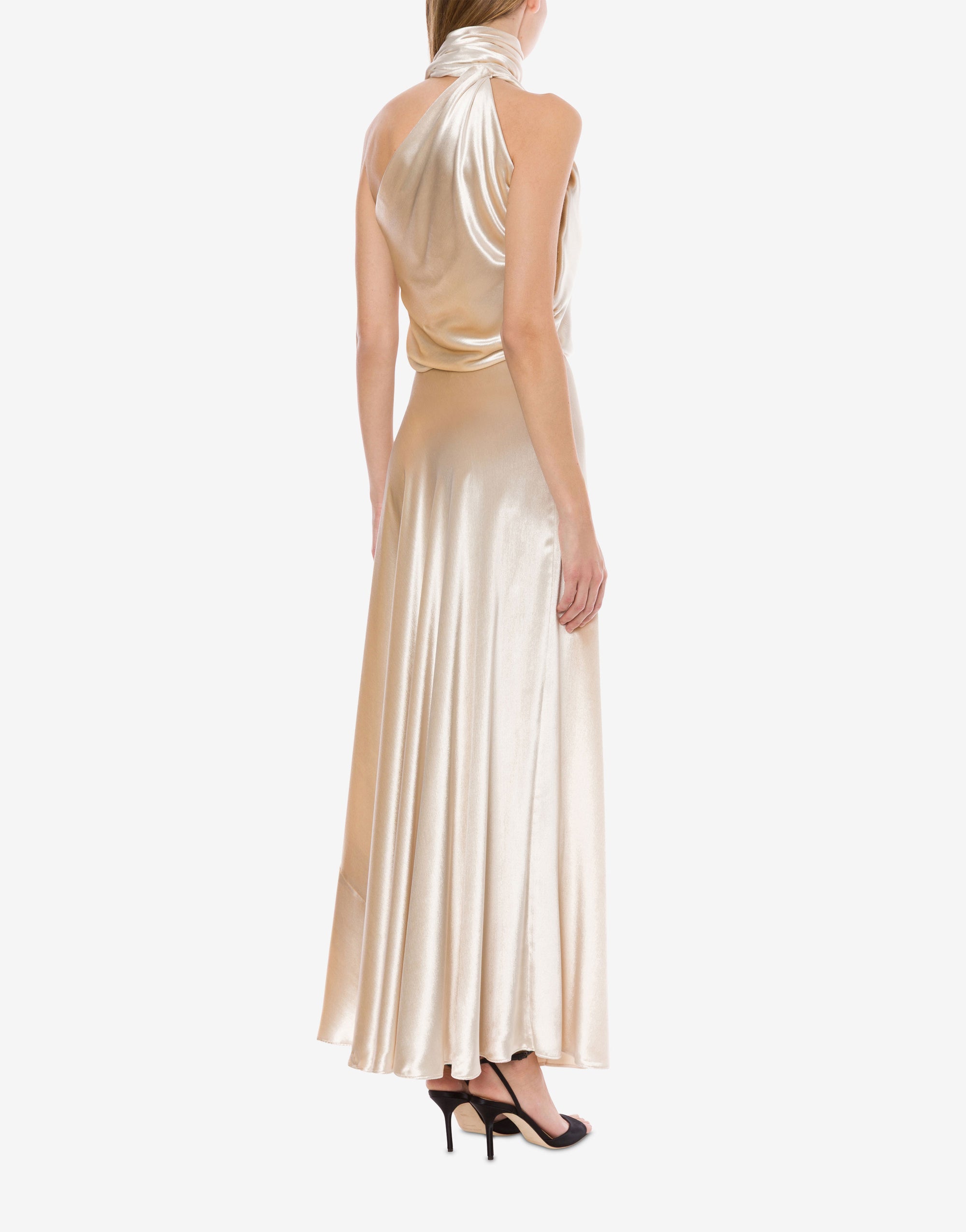 Robe à une épaule en velours brillant - Ivory