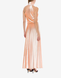 Robe à une épaule en velours brillant - Pink