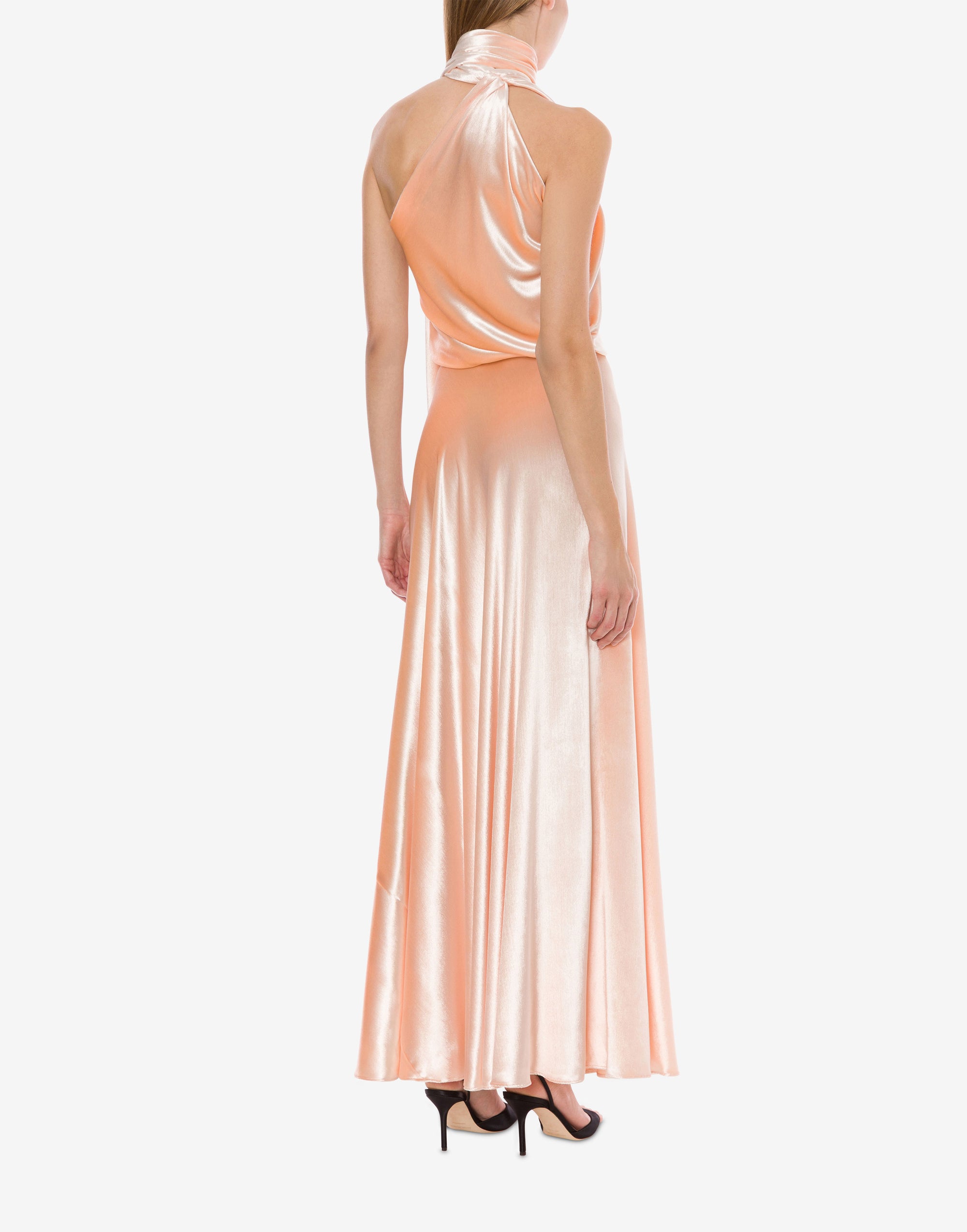 Robe à une épaule en velours brillant - Pink