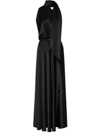 Robe à une épaule en velours brillant - Black