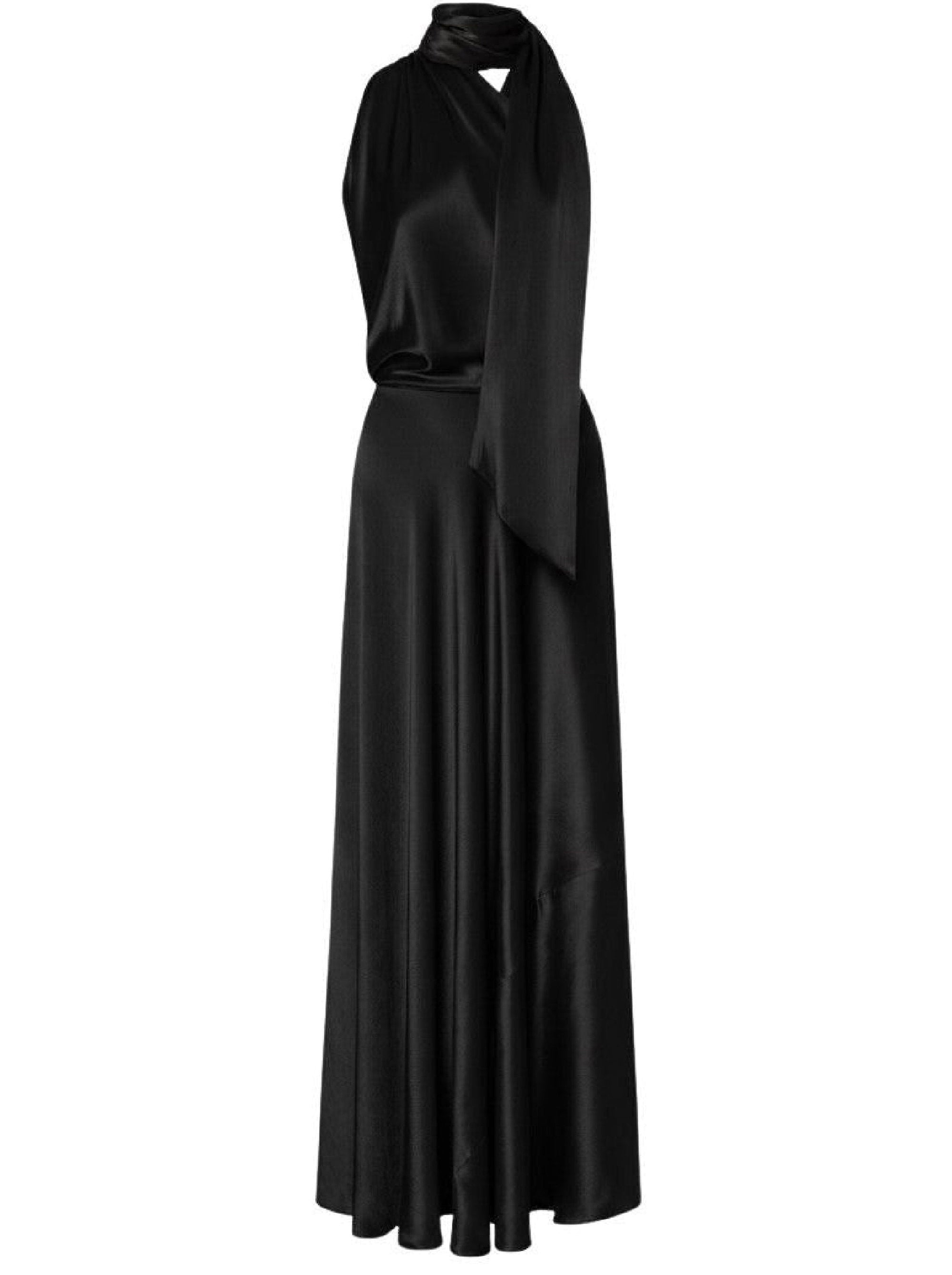 Robe à une épaule en velours brillant - Black