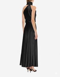 Robe à une épaule en velours brillant - Black