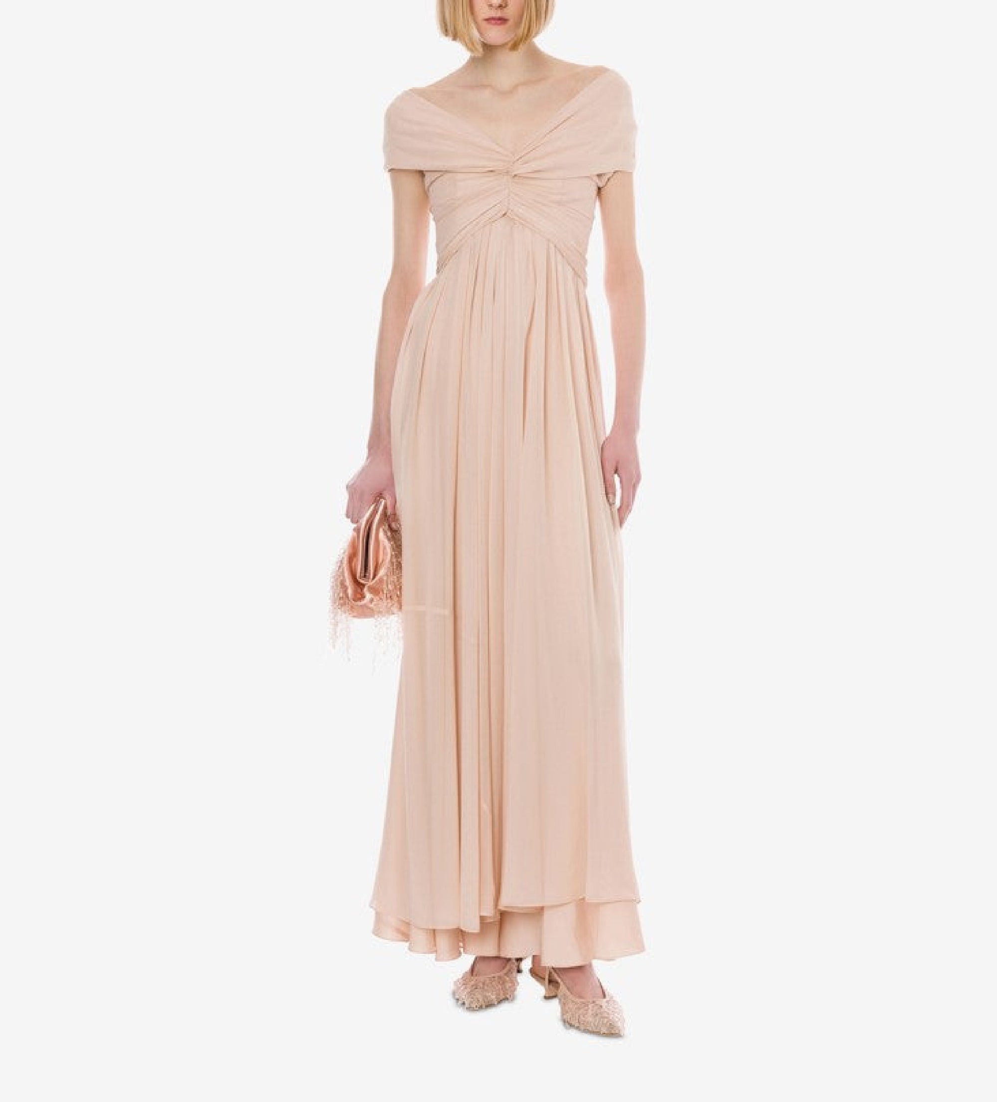Robe longue en georgette de soie - Pink