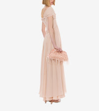 Robe longue en georgette de soie - Pink