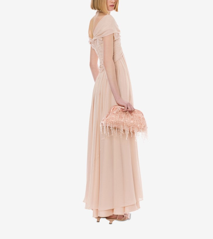 Robe longue en georgette de soie - Pink