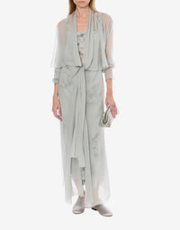 Robe en soie à manches longues avec imprimé floral - Fantasy Ice Grey
