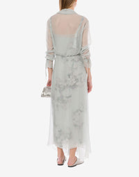 Robe en soie à manches longues avec imprimé floral - Fantasy Ice Grey