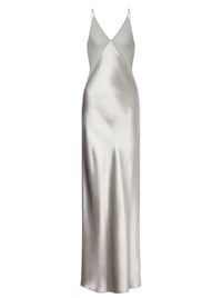 Robe longue en satin brillant - Ice Grey