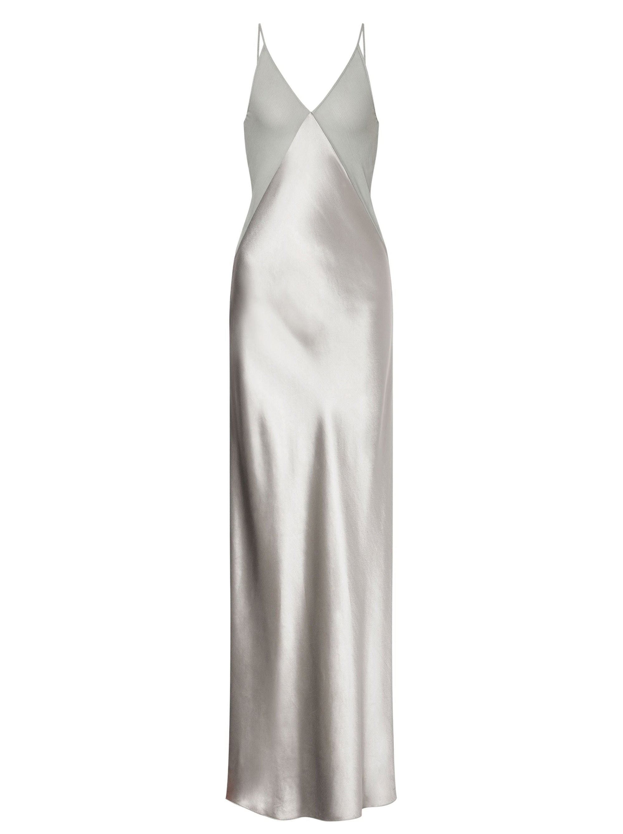 Robe longue en satin brillant - Ice Grey