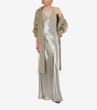 Robe longue en satin brillant - Ice Grey