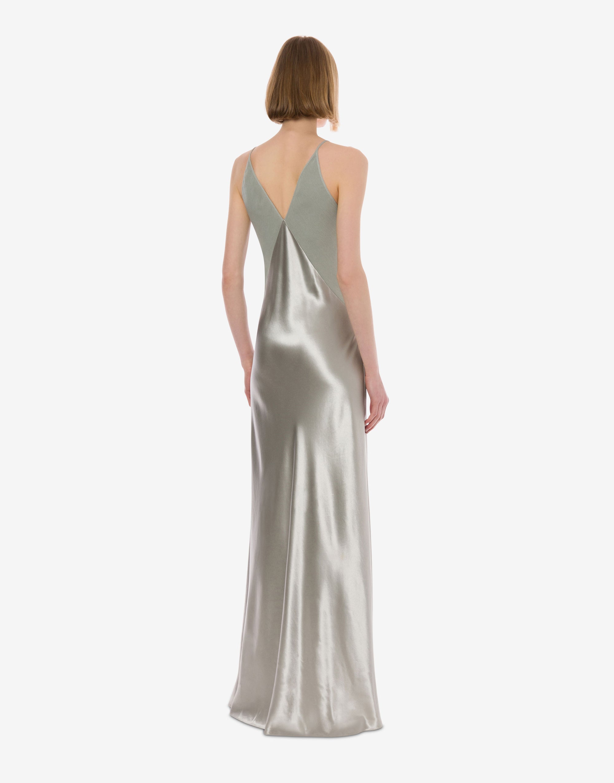 Robe longue en satin brillant - Ice Grey