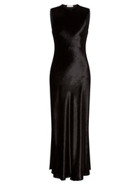 Sleeveless velvet midi dress - Black