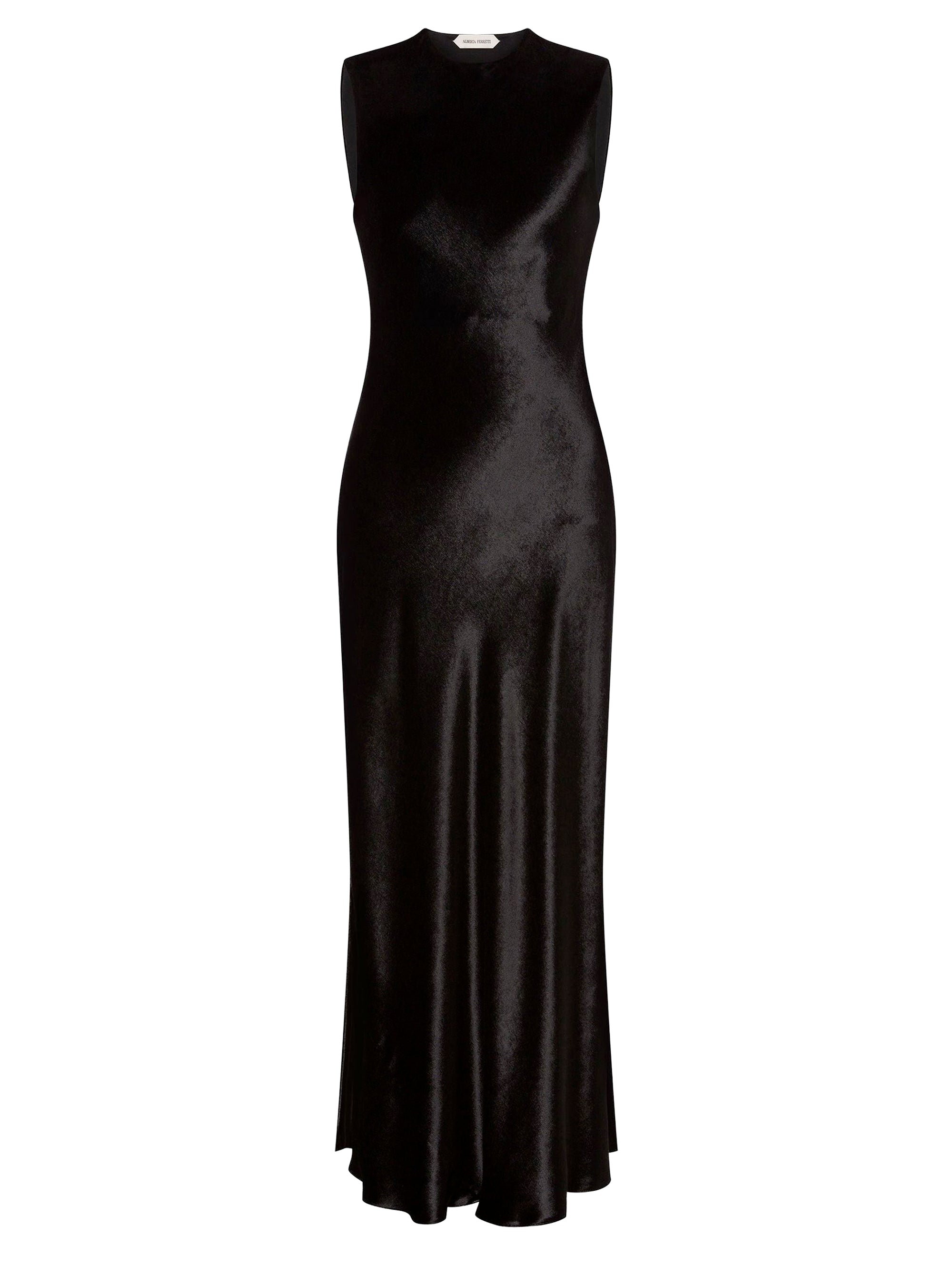 Sleeveless velvet midi dress - Black