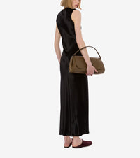 Sleeveless velvet midi dress - Black