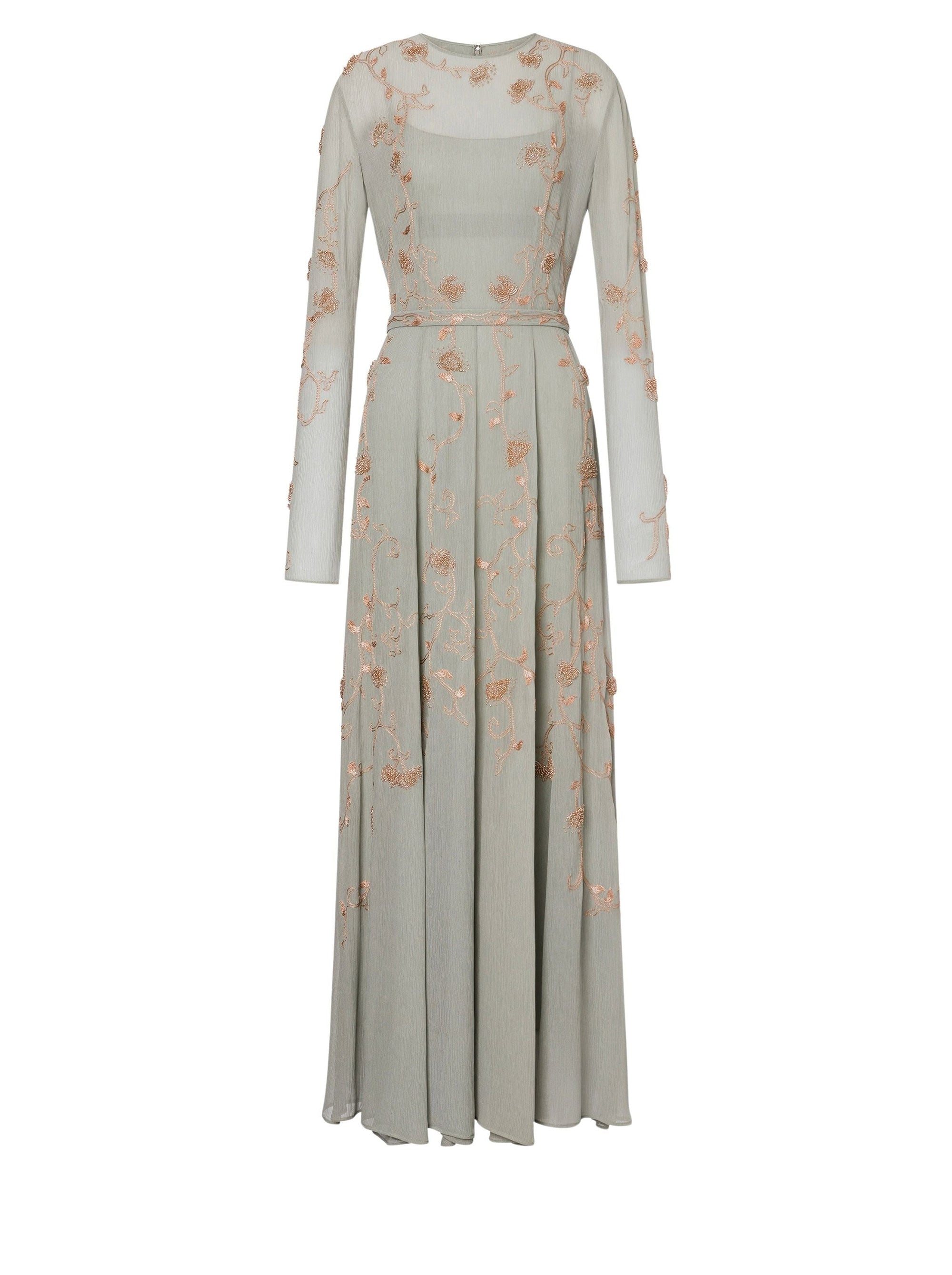 Robe longue avec broderie - Ice Grey