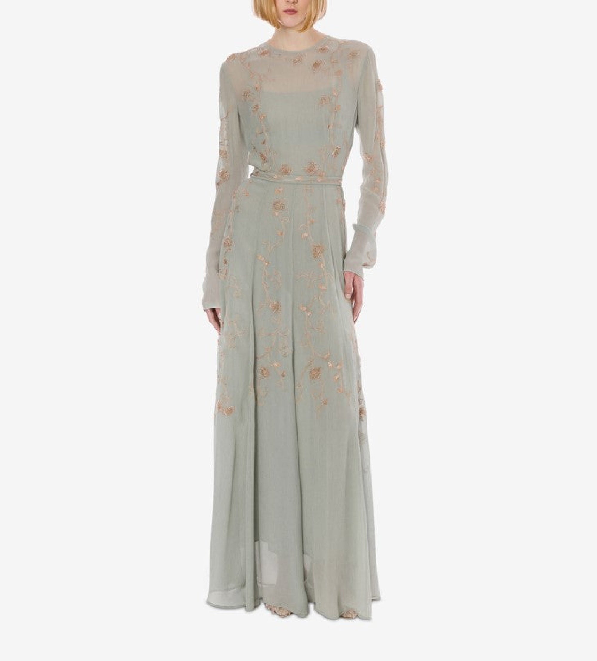 Robe longue avec broderie - Ice Grey