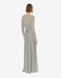 Robe longue avec broderie - Ice Grey