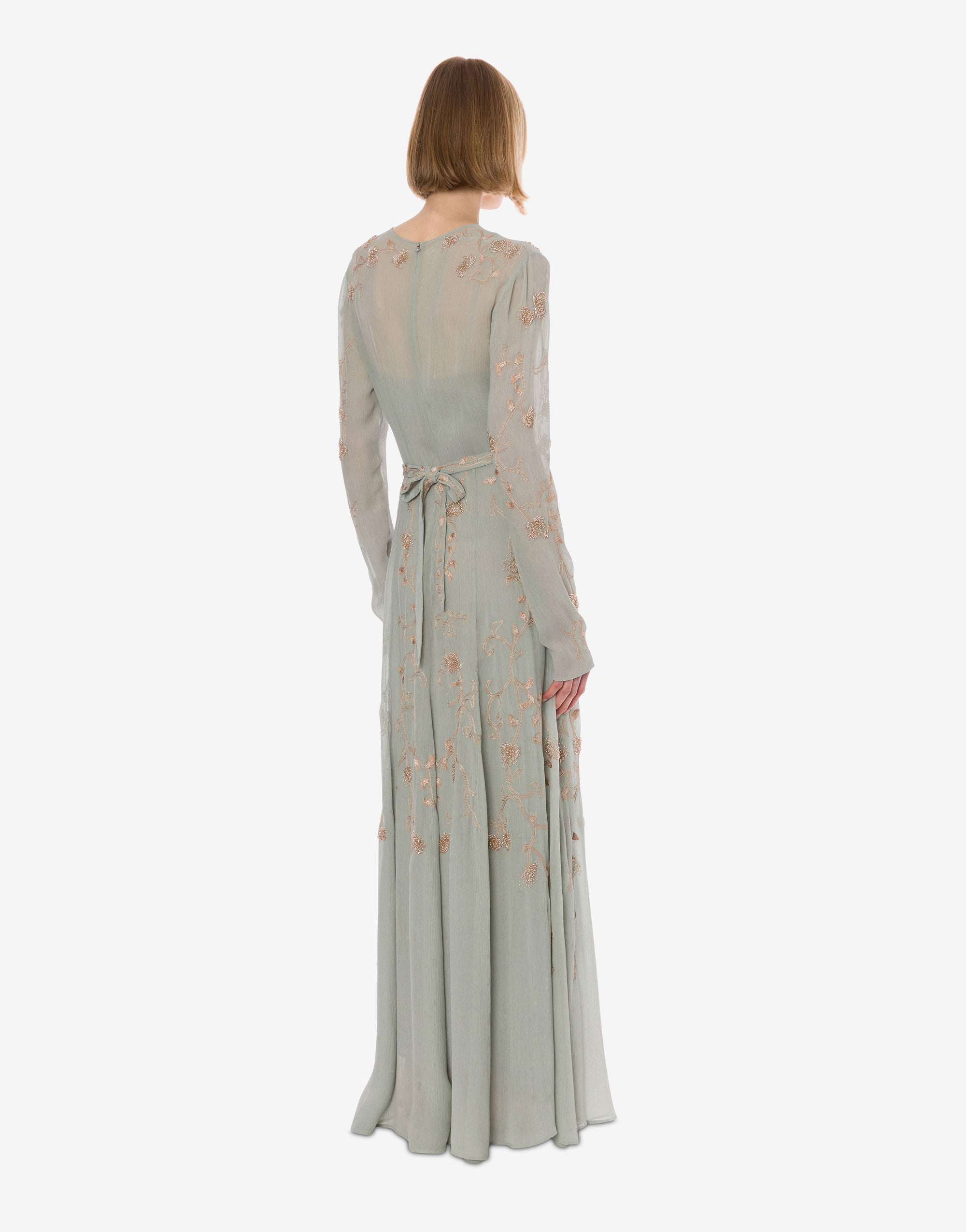 Robe longue avec broderie - Ice Grey