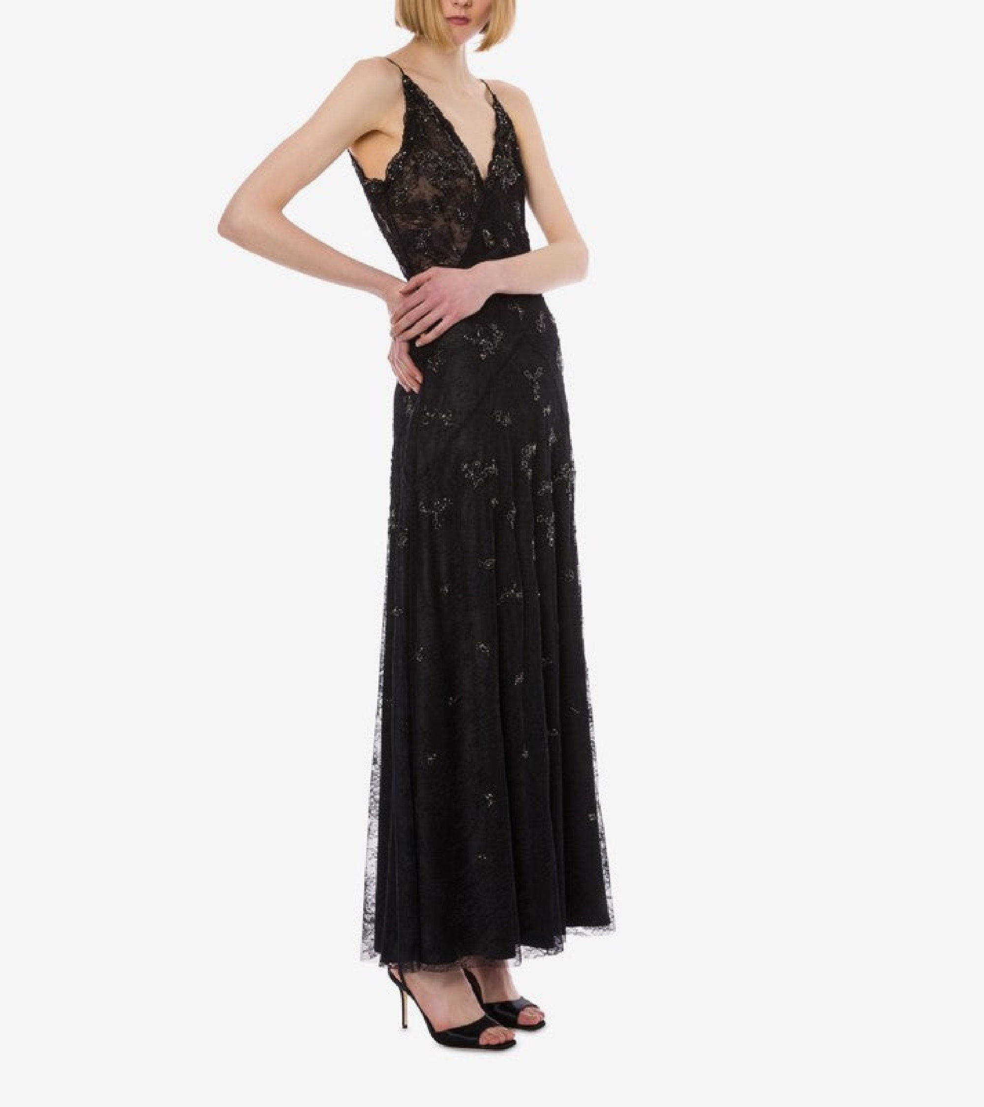 Robe longue en dentelle - Black