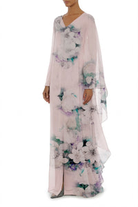 Robe longue en soie imprimée - Fantasy Pink