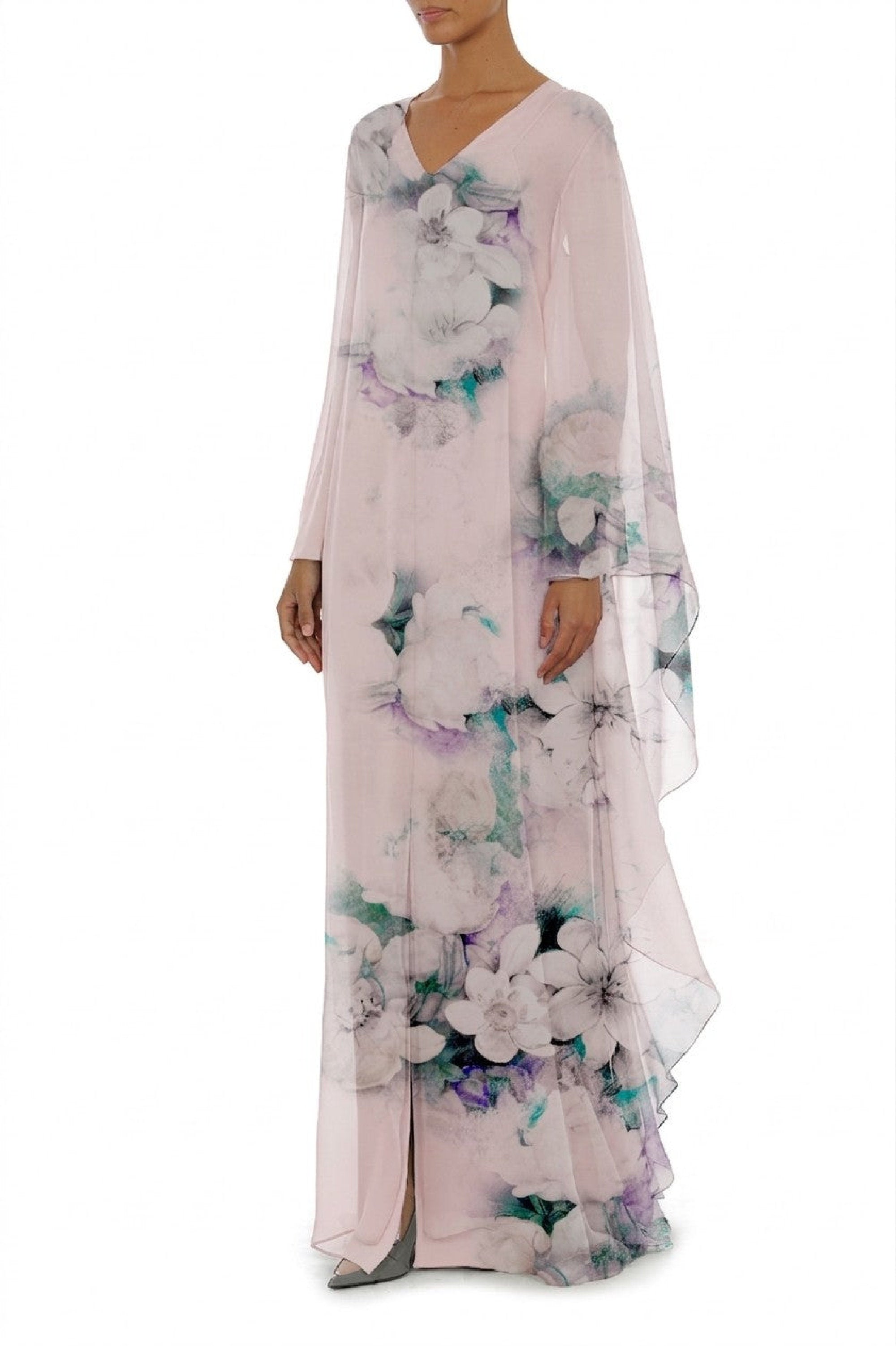 Robe longue en soie imprimée - Fantasy Pink