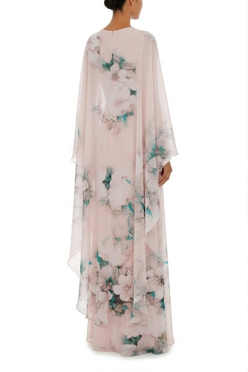 Robe longue en soie imprimée - Fantasy Pink