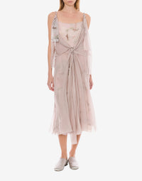 Robe longue sans manches en soie à imprimé floral - Fantasy Pink